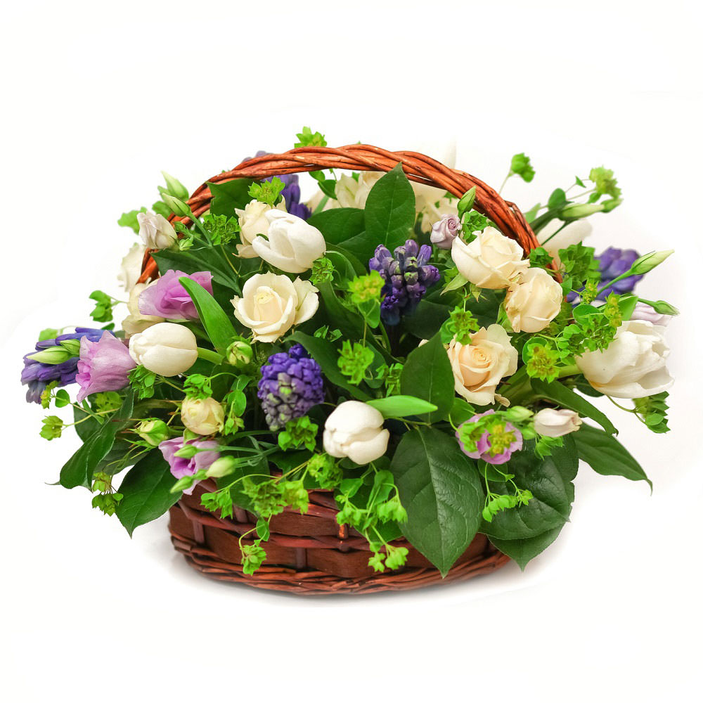 Цветы в корзинке "Голубые огоньки" Цветы в корзинке "Голубые огоньки"